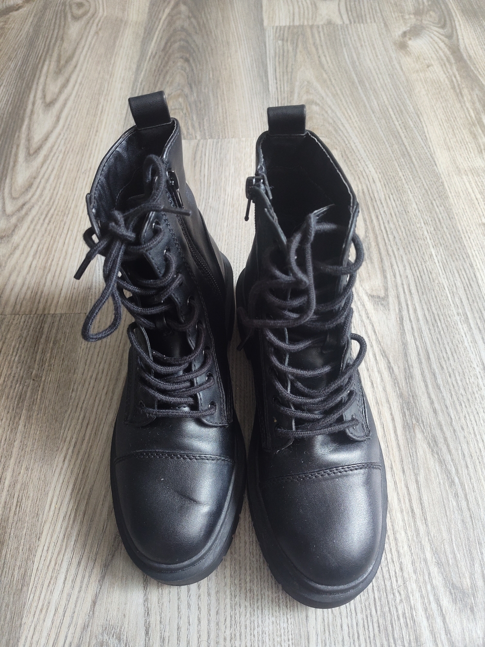 Aldo Black Lace-Up Combat Booties